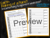 Earth Making of a Planet Movie Worksheet | Video Lab | Note Page