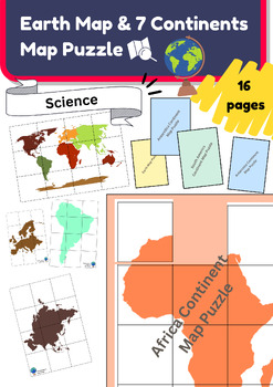 Preview of Earth Map and 7 Continents Map Puzzle - Science for Primary Students