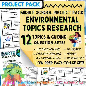 Preview of Earth Month Complete Research Project Pack Earth Day Issues Middle School