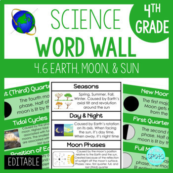 Preview of Earth Moon & Sun: 4th Grade Science Word Wall