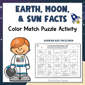 Preview of Earth Moon Sun Worksheet Color Match Classification Science Activity