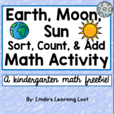 Earth Moon Sun Count, Sort, and Add Math Activity Freebie