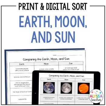 Preview of Earth, Moon, Sun Sorting Activity