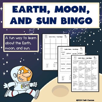 Preview of Earth Moon and Sun Space Science Vocabulary Bingo Game Worksheets