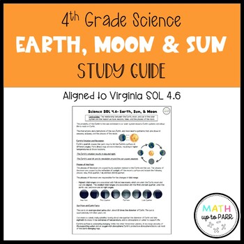 Preview of Earth, Moon, & Sun Study Guide- Science SOL 4.6- Refrigerator Card- SOL Review