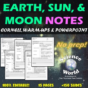 Preview of Earth Moon & Sun Unit Notes & Slides Bundle- Space Science Middle School