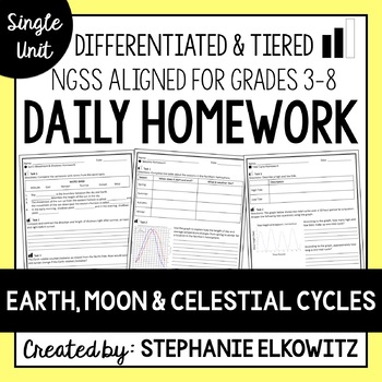 Preview of Earth, Moon & Celestial Cycles Homework | Printable & Digital