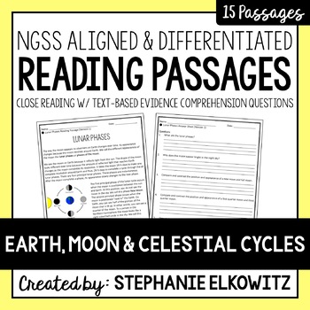Preview of Earth, Moon & Celestial Cycles Reading Passages | Printable & Digital