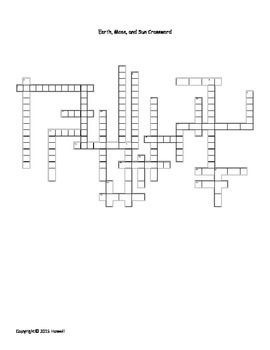 Earth Moon and Sun Crossword by Everything Science and Beyond TpT