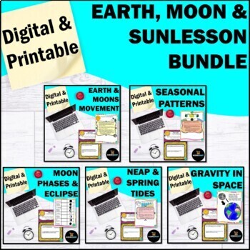 Preview of Space Earth Moon & Sun Digital Lesson Bundle - Notes Slides & Activities