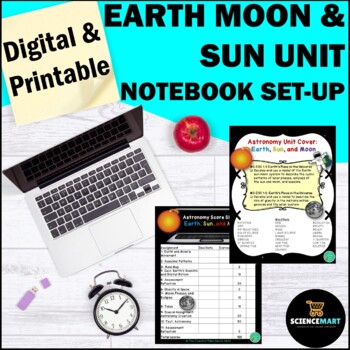 Preview of Earth Moon and Sun Space Digital Unit Bundle Notebook Set-Up
