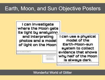 Preview of Earth, Moon, and Sun Objective Posters Middle School Science