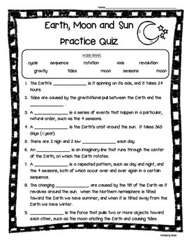 Preview of Earth, Moon and Sun Practice Quiz