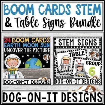 Preview of Earth Moon and Sun Solar System BOOM Cards Table Numbers  Bundle