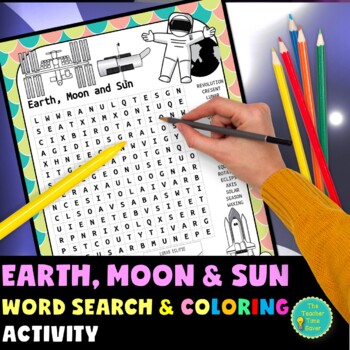 Preview of Earth, Moon and Sun Space Notebook Word Search Freebie |  Astronomy Unit