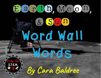 Preview of Earth, Moon, and Sun Vocabulary Word Wall Words and Pictures