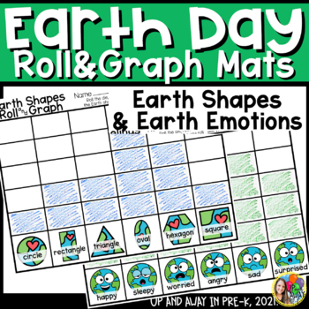 Preview of Earth Roll and Graph - Emotions and Shapes Preschool Math Graphing Activity