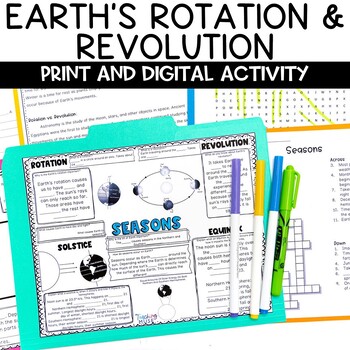 Preview of Earth Rotation Revolution Seasons NGSS Activity