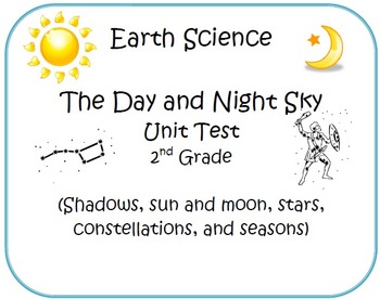 Preview of Earth Science 2nd Grade Test (Shadows, sun, stars, constellation, & seasons)