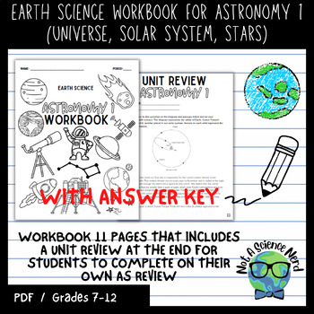 Preview of Earth Science ASTRONOMY 1 (Stars and Universe) Workbook with Answer Key