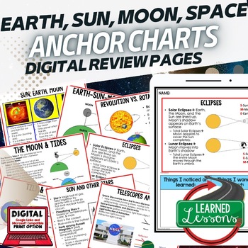 Preview of Earth Sun Moon Space Anchor Charts, Science Posters, Earth Science Anchor Charts