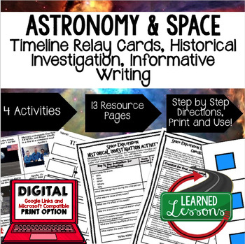 Preview of Solar System & Planets, Space Exploration Timeline & Writing with Google Link