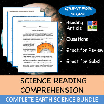 Preview of Earth Science BUNDLE - Reading Passage and Questions (EDITABLE) YOU SAVE 40%