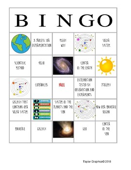 Preview of Theories and the Universe Bingo