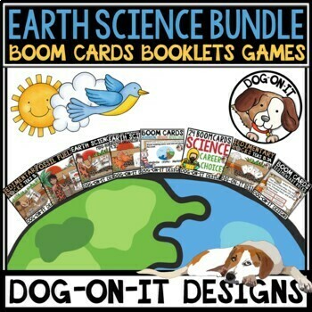 Preview of Earth Science Weathering Erosion Sedimentary Rocks Earth Moon Boom Cards Bundle