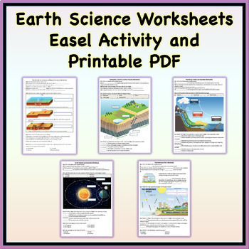 Preview of Earth Science Worksheets Bundle - Easel Activities and Printable PDFs