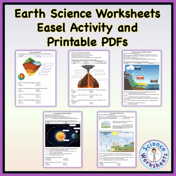 Preview of Earth Science Worksheets Bundle - Easel Activities and Printable PDFs
