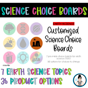 Preview of Earth Science Choice Boards - Customize!