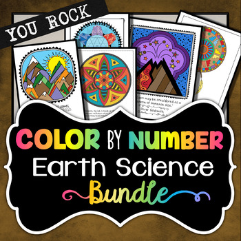 Preview of Earth Science Color by Number Bundle - Science Color By Numbers