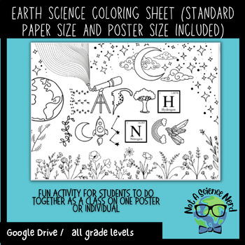 Preview of Earth Science Coloring Poster or Sheet (great for back to school or end of year)
