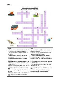 Preview of Earth Science - Crossword Puzzle Worksheet Activity (Printable)