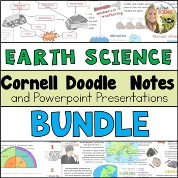 Preview of Earth Science Notes | Plate Tectonics Geology Rocks Weather Doodle Cornell Notes