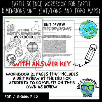 Preview of Earth Science EARTH'S DIMENSIONS Workbook with Answer Key