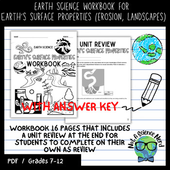 Preview of Earth Science EARTH'S SURFACE PROPERTIES Workbook with Answer Key