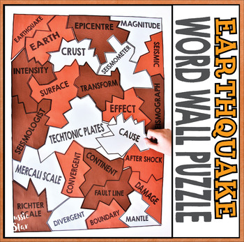 Preview of Earth Science Natural Disasters - Earthquake Word Wall Puzzle