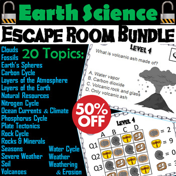 Preview of Escape Room Earth Science Review Games: Rock Cycle, Weather, Plate Tectonics
