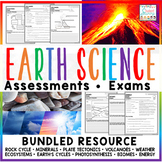 Earth Science Exams Assessments Tests Review Bundle Editable