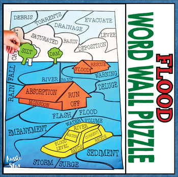 Preview of Earth Science Natural Disasters - Flood Word Wall Puzzle