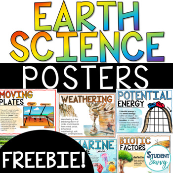 Preview of Earth Science Free Posters - Free Timelines - Free Word Walls Sampler