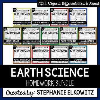 Preview of Earth Science Homework Bundle | Printable & Digital Distance Learning