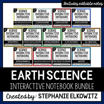 Preview of Earth Science Interactive Notebook Bundle | Editable Notes
