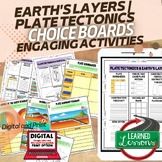 Earth's Layers & Plate Tectonics Activities Choice Board, Distance Learning