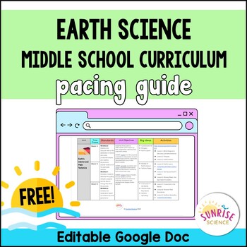 Preview of Earth Science Middle School Science Curriculum Pacing Guide Scope and Sequence