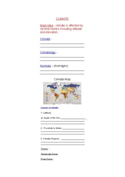 Preview of Earth Science New York State Climate Unit Notebook Notes Template Entire Unit Gr