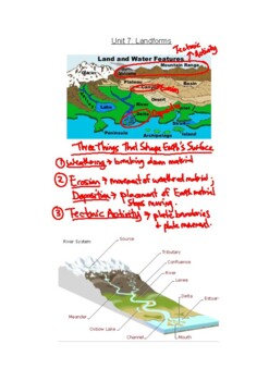Preview of Earth Science New York State Landforms Unit Notebook Notes Template Grade 9-12