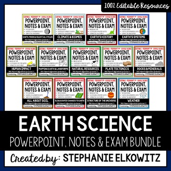 Preview of Earth Science Presentations, Notes & Exams | Microsoft & Google | Editable